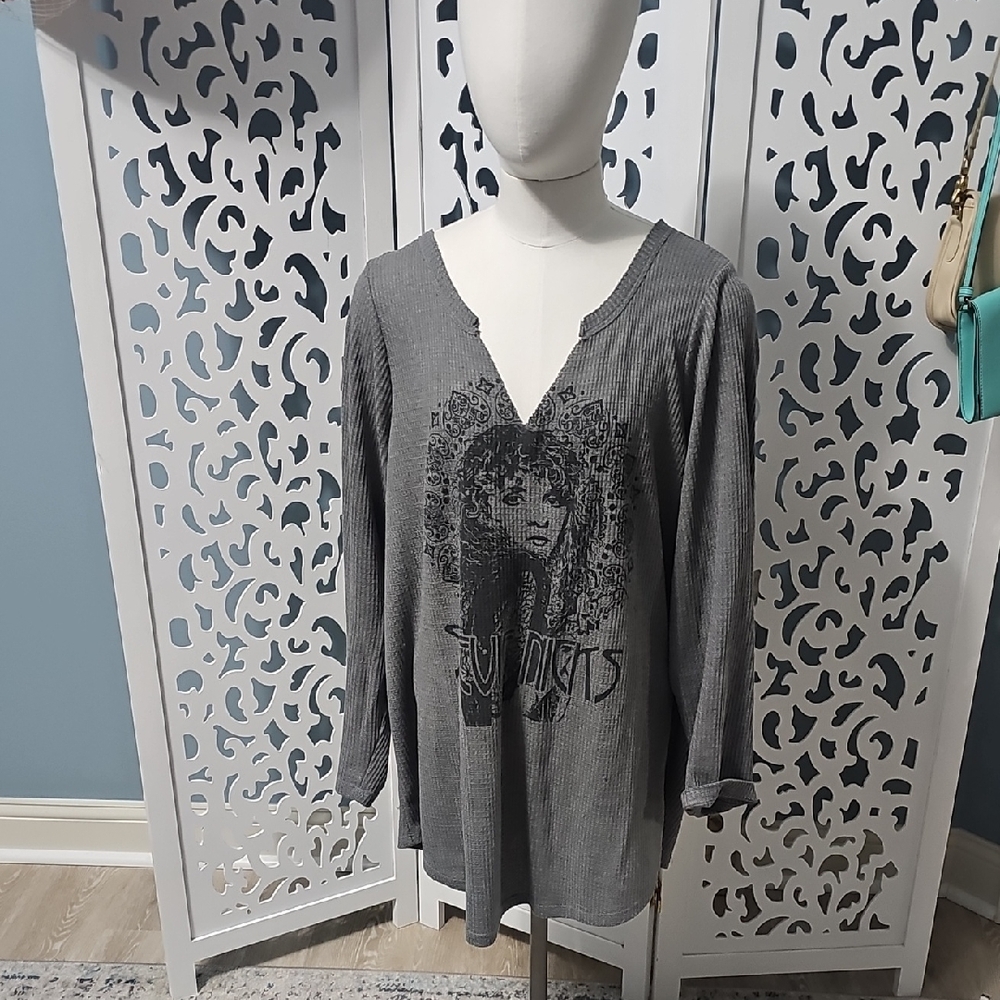 Torrid Charcoal Graphic Long Sleeve Top